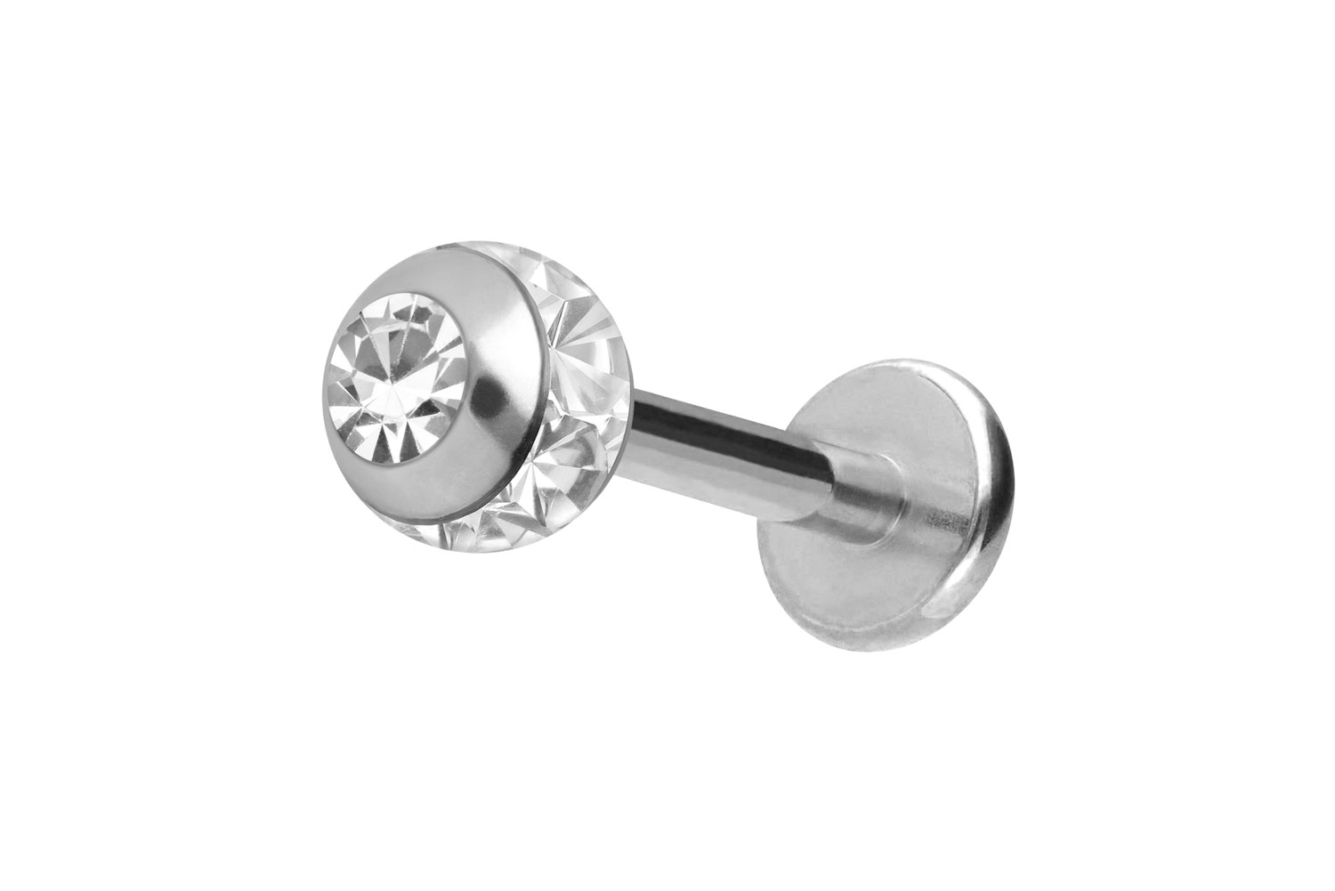 Titan Labret Piercing EPOXY-RING-KUGEL + KRISTALL